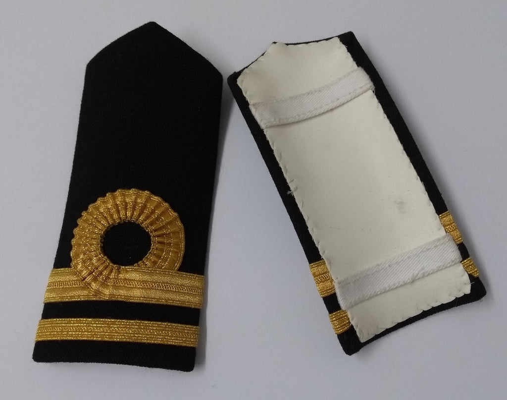 Naval Officers Lieutenant Uniform Shoulder Boards Epaulette Black & Gold Detail