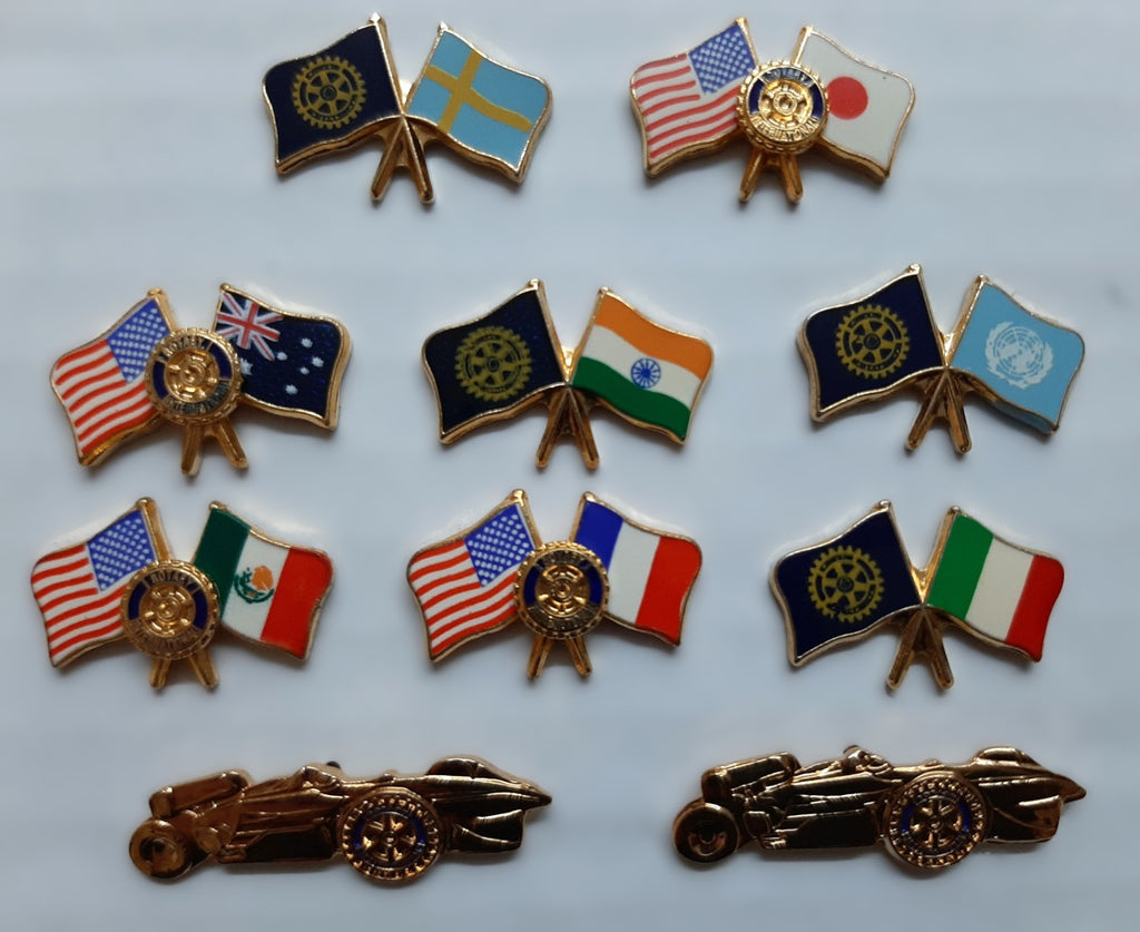 Rotary Club Insignia set of 10 International Lapel Pin Badges For Collectors