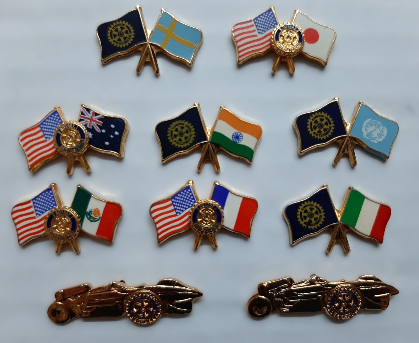 Rotary Club Insignia set of 10 International Lapel Pin Badges For Collectors