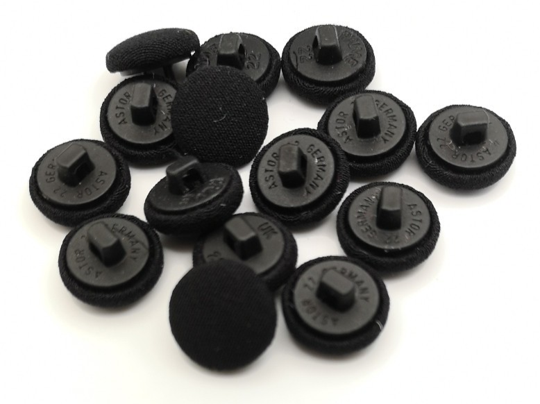 Matt Black Fabric Covered Buttons 22L x12