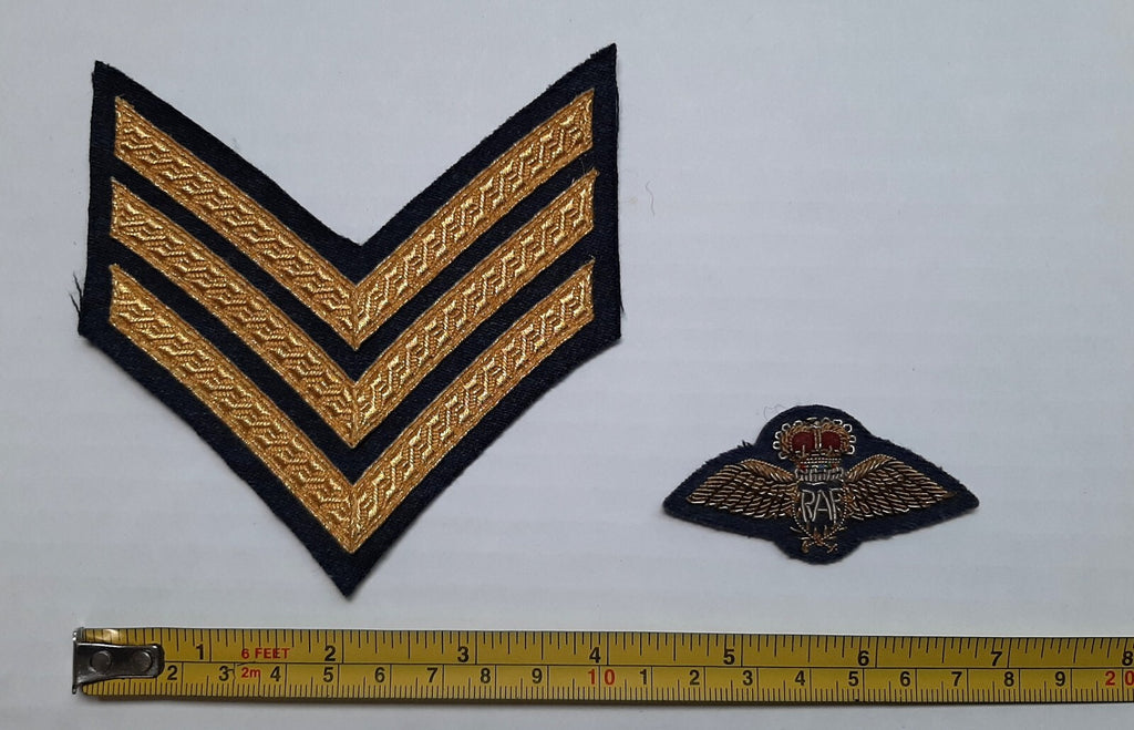 RAF Royal Air Force Embroidered Patches Air Force 3 Chevrons and Q/C Full Brevet