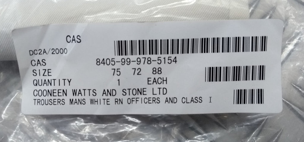 White Naval Trousers Officer & Gentleman Class 1 British Royal Navy Marked 28"