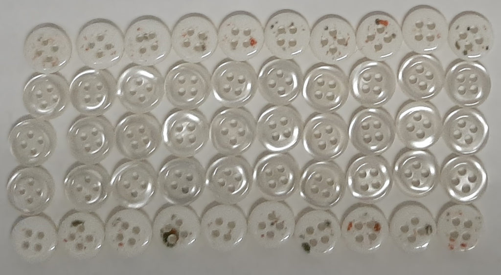 Vintage Buttons 100 4 Hole Tri Service Dress Shirt Pearlesque Clear White 12.6mm