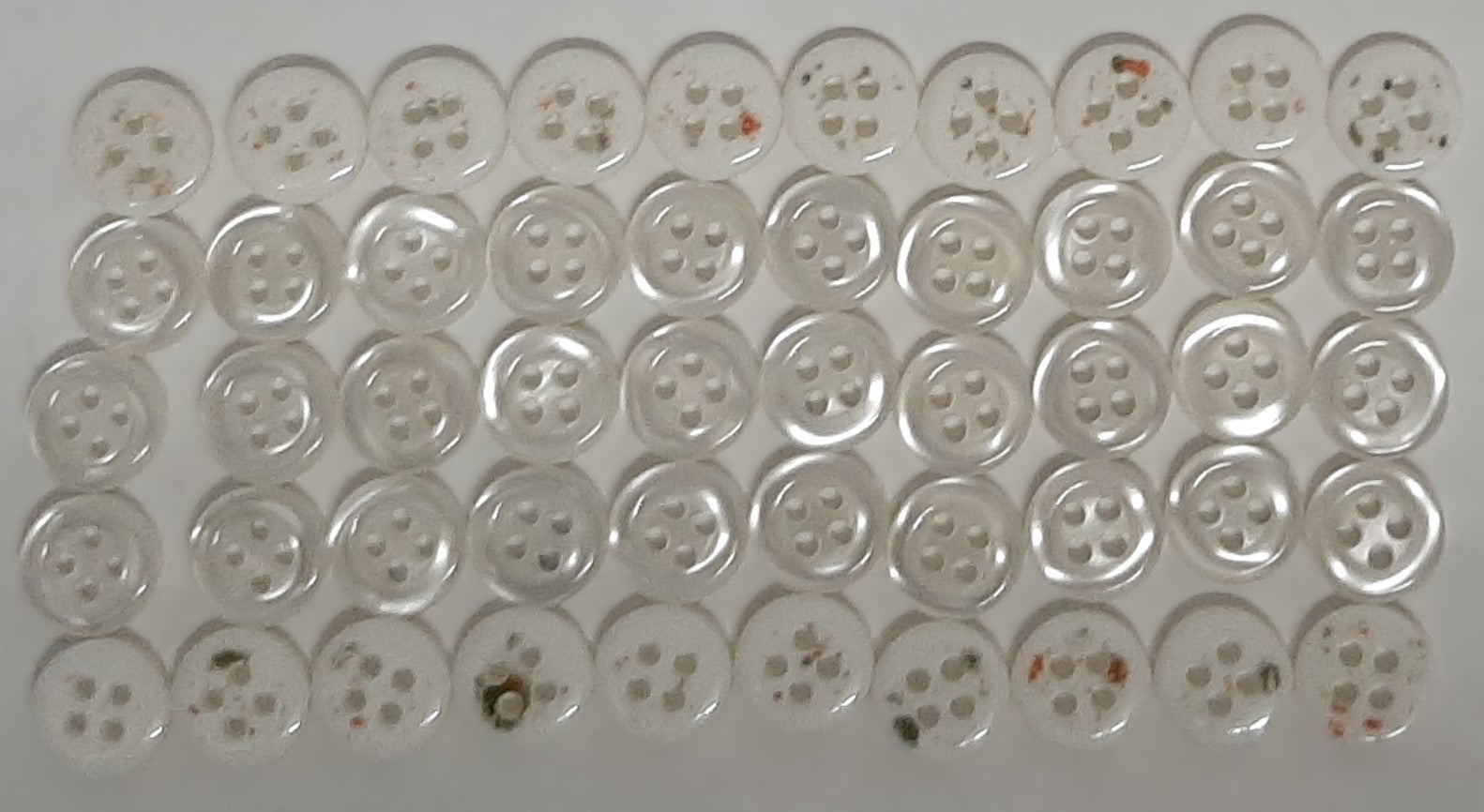 Vintage Buttons 100 4 Hole Tri Service Dress Shirt Pearlesque Clear White 12.6mm
