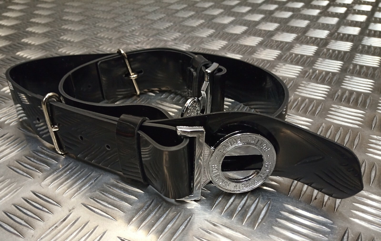 The Royal Virgin Islands Black PVC Belt And Chrome Buckle