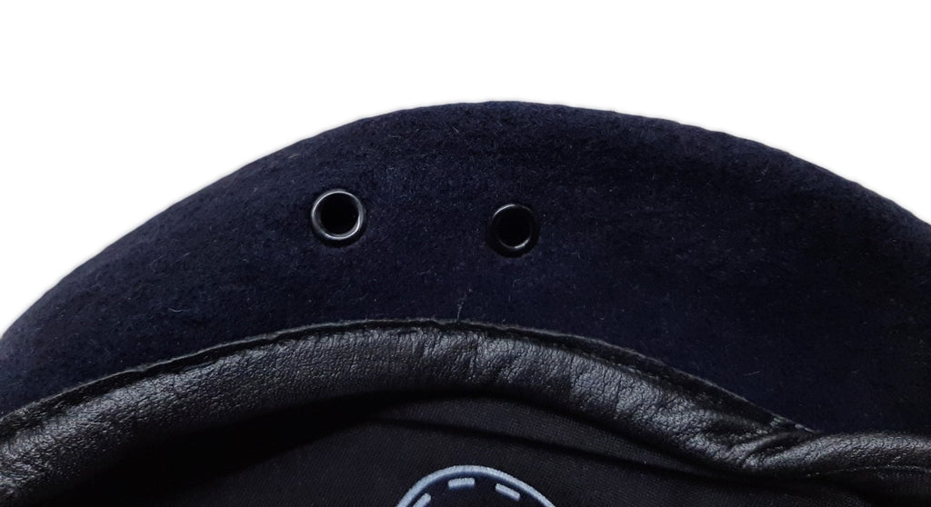 Navy Beret British Old Pattern Hobson Beret Leather Rim 6 3/4 55cm