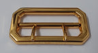 Cloth Belt Buckle 2" Double Prongs High Shine Gold Coloured Made in England NEW