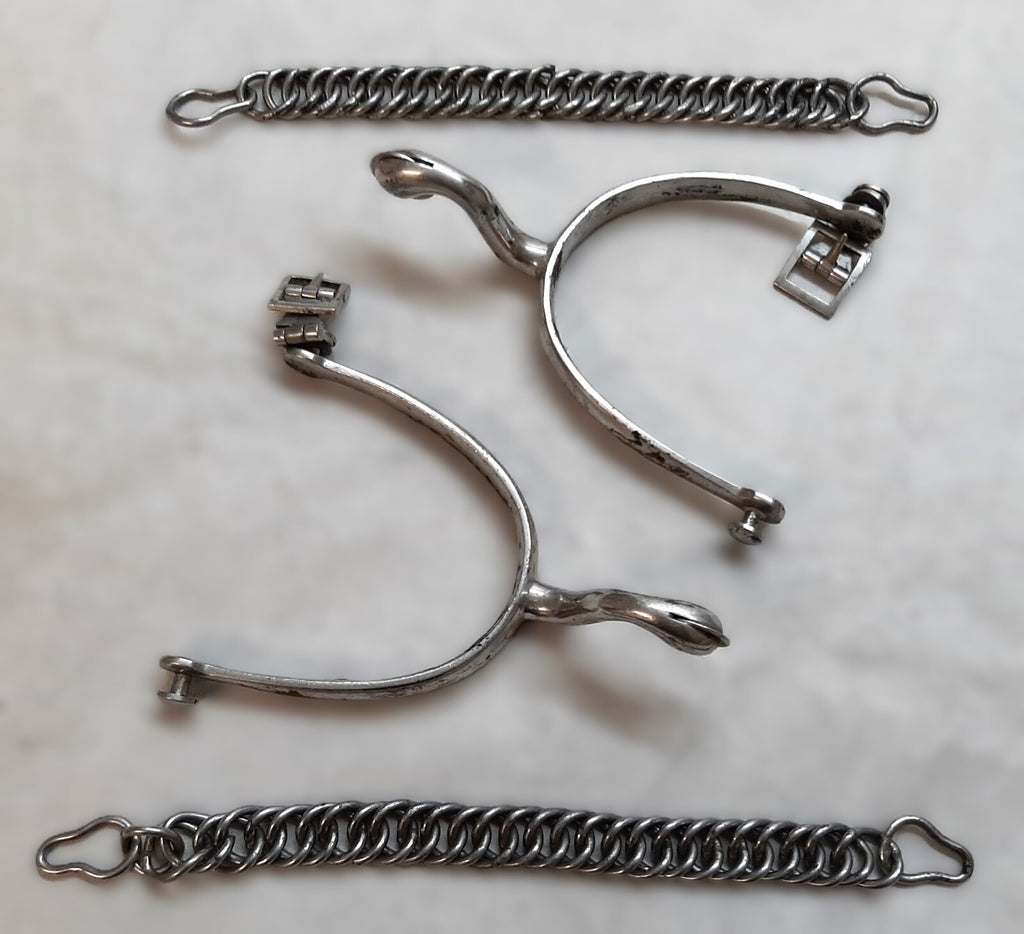 British Army Spurs Chrome With Boot Chains Household Cavalry HCav Swan Neck