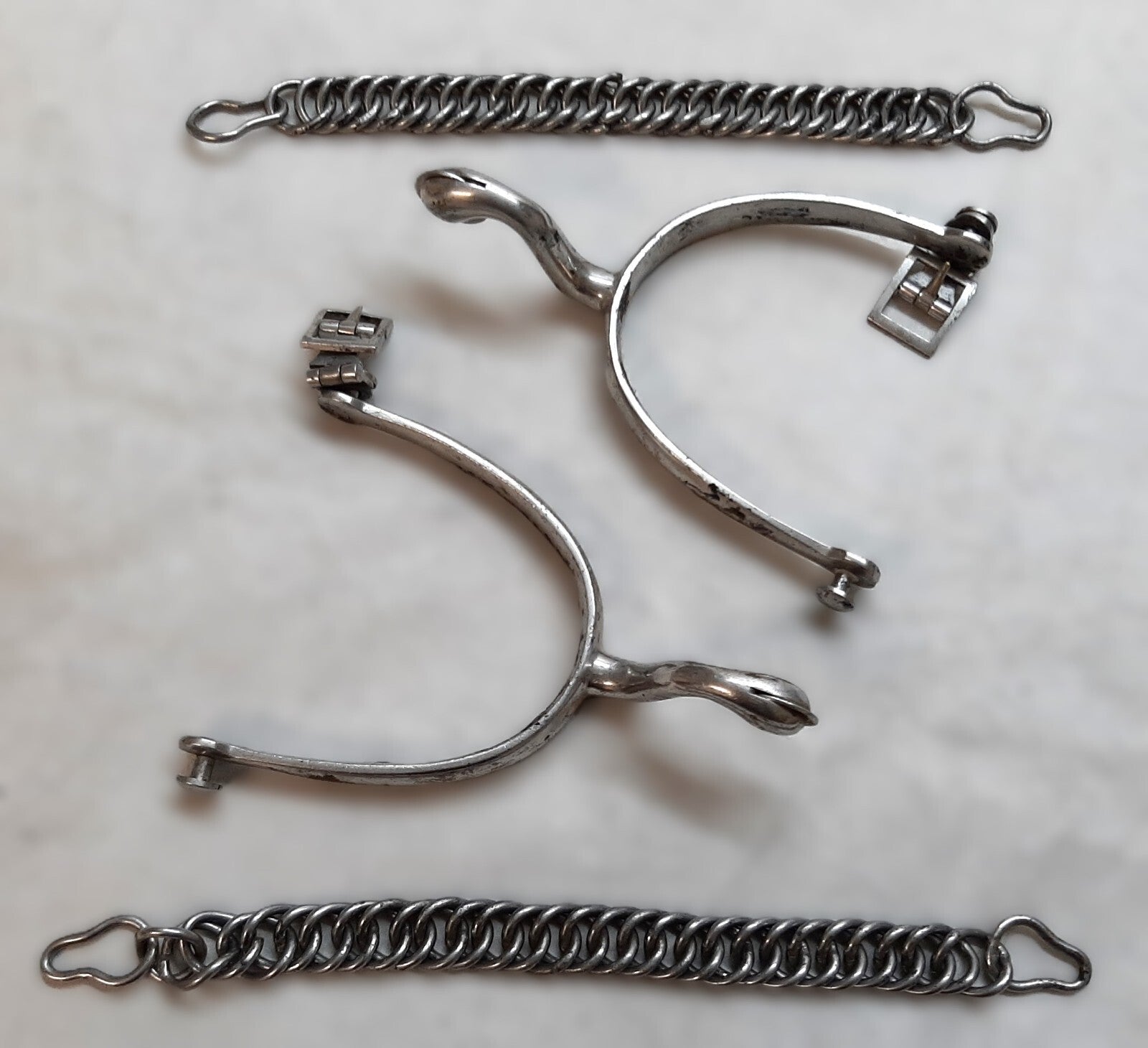 British Army Spurs Chrome With Boot Chains Household Cavalry HCav Swan Neck