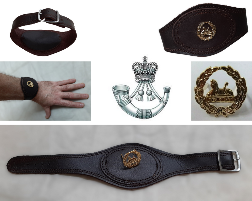Rifles Egypt Wrist Strap British Army Gold Coloured Insignia Brown Leather Strap