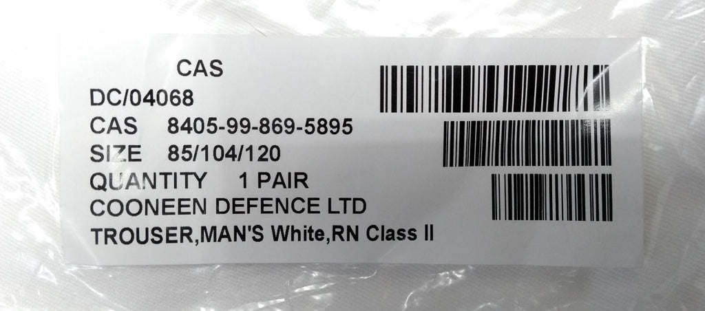 Royal Navy Trousers Class II C2 White Uniform Bell Bottomed Flares RN 104cm