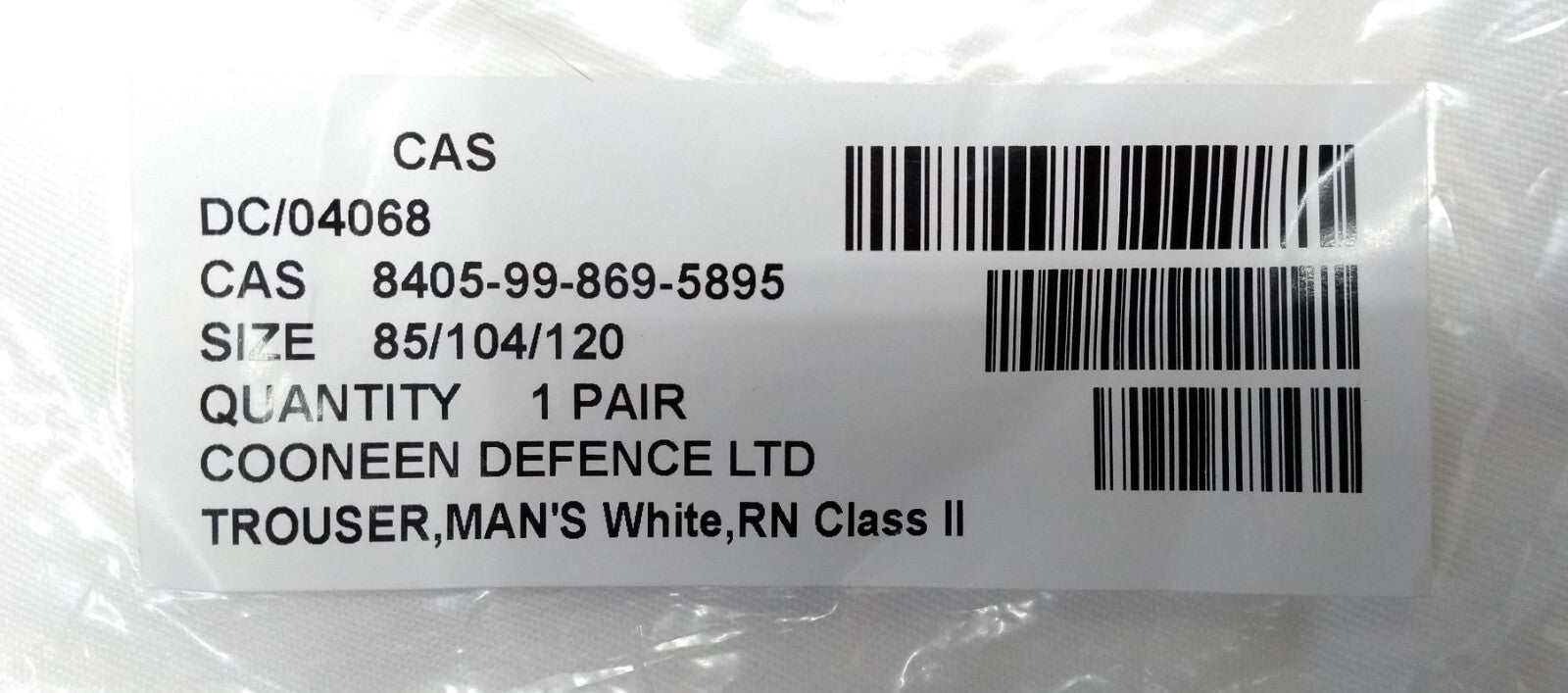 Royal Navy Trousers Class II C2 White Uniform Bell Bottomed Flares RN 104cm