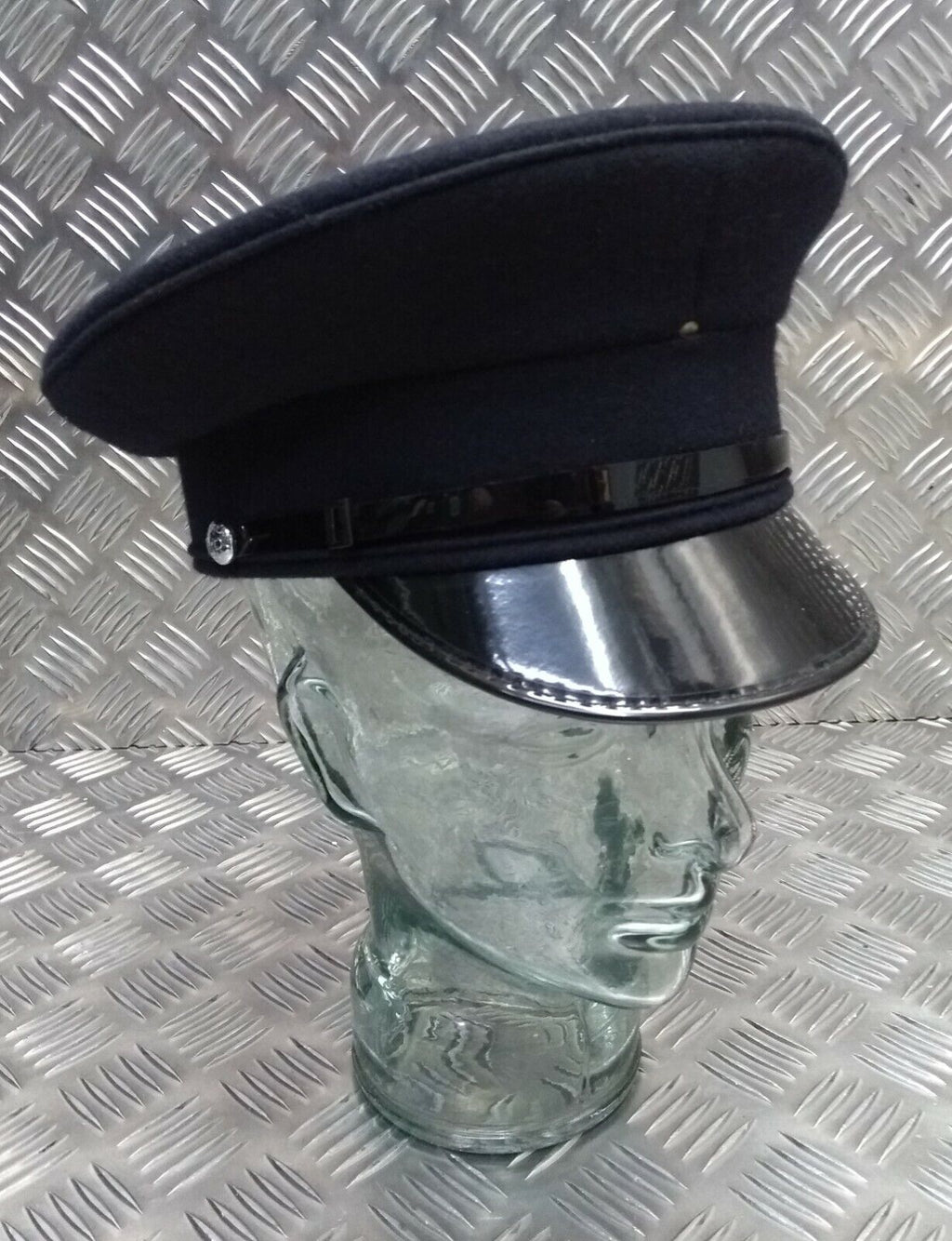 Dress Hat with E II R Buttons & Chinstrap Navy Blue Parade Peak Cap