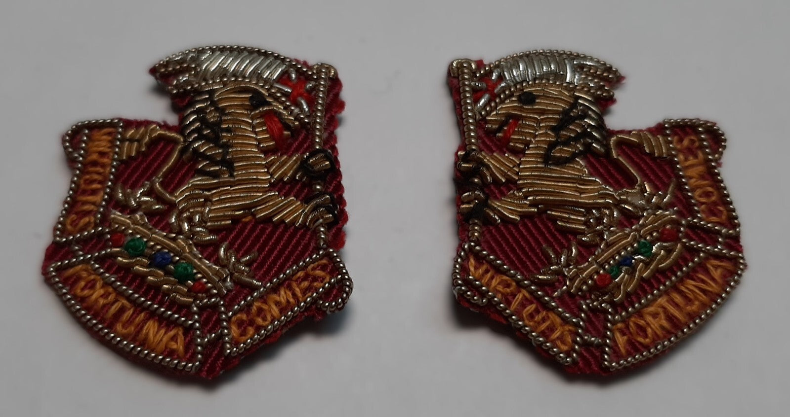 The West Riding British Army Hand Embroidered Insignia Collar / Lapel Badges NOS