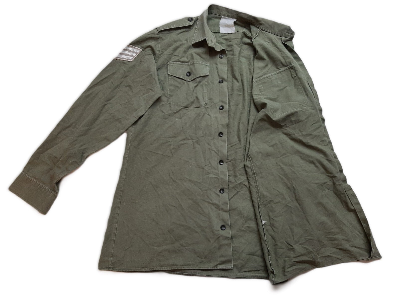 Vintage Combat Shirt British Army Green General Service Long Sleeves Size 41cm