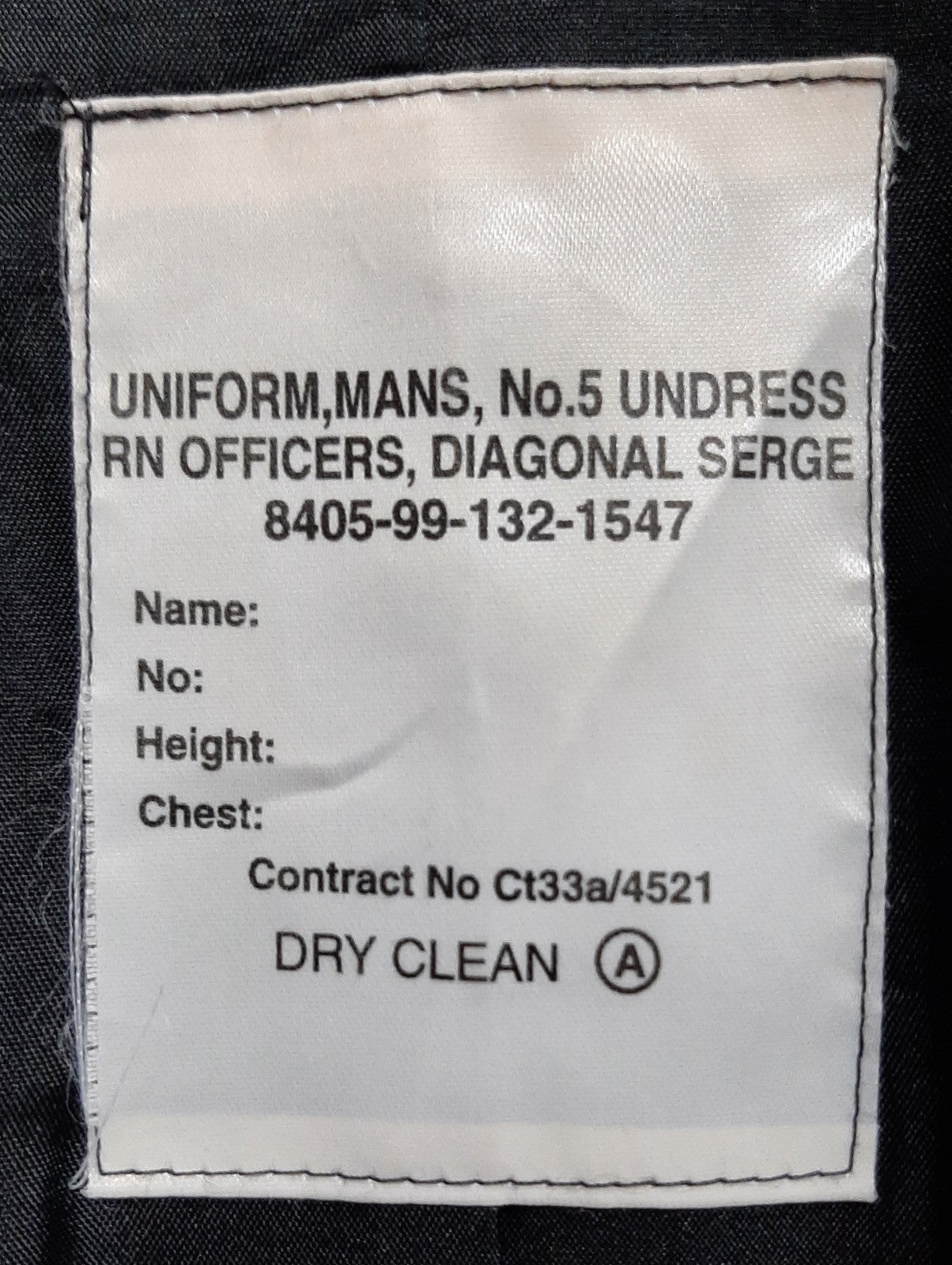 RN No5 Jacket British Naval Ofc Lt Com 8 Button Diagonal Serge