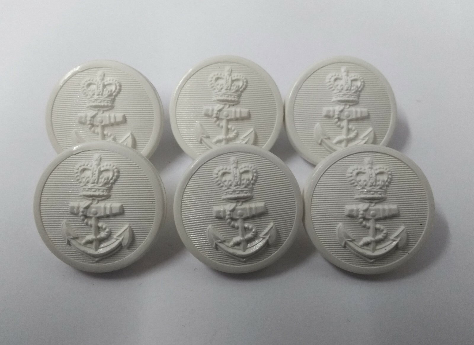 Genuine British Royal Navy RN White Nylon Naval Issue Dress Buttons 36L NEW