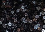 Buttons 10 Vintage 4 Hole for Dress Shirts Pearlesque Black / Grey 10.7mm NOS