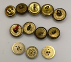 Royal Anglian Mounted Buttons Mixed Sizes and Types set of 12