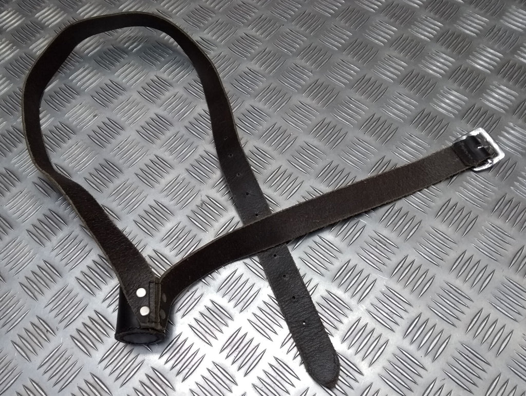 Leather Flag Pole Carrier Shoulder Holder 1 1/2" & Chrome Buckle Shallow Bucket