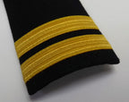 Naval Issue 2 Bar Gold Lace Officer Rank Shoulder Boards Leather Lace Backed