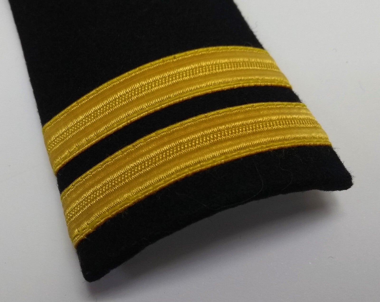 Naval Issue 2 Bar Gold Lace Officer Rank Shoulder Boards Leather Lace Backed