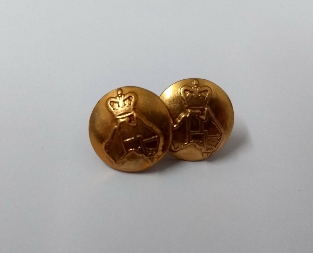 Australian Vintage Dress Hat Chinstrap Buttons Queens Crown Insignia X2