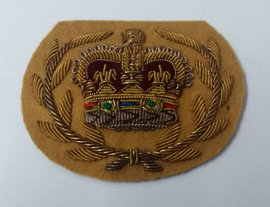 Genuine Vintage British Army Braided RQMS Laurel Crown on Mustard Felt