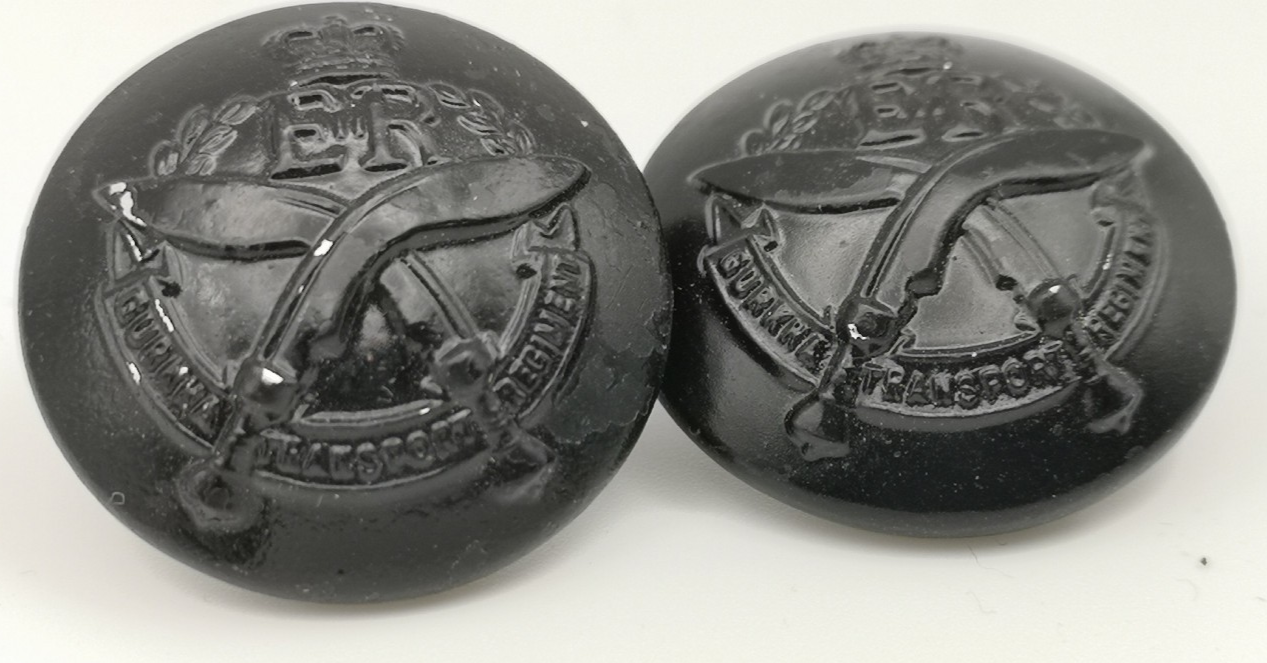 Gurkha Transport Regiment Black Metal Buttons 40L x2