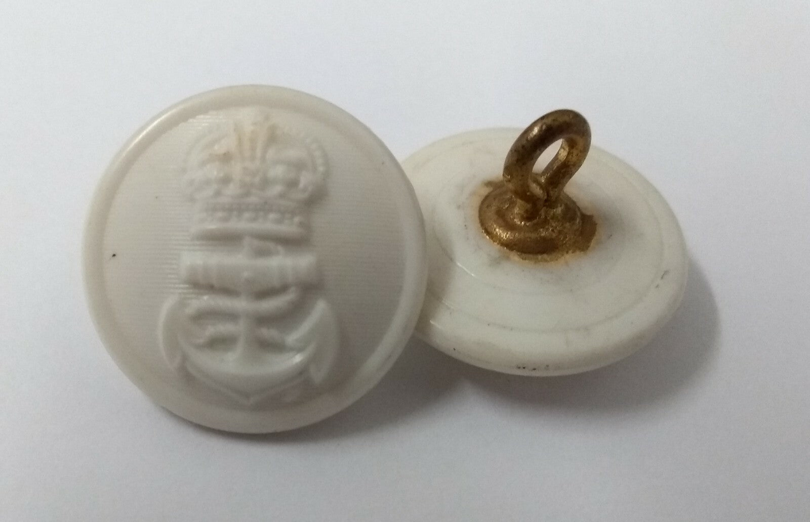 Genuine Vintage British Royal Navy RN White Kings Crown Naval Dress Buttons