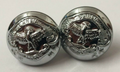 Genuine Zambian Forces Insignia Chrome / Silver Ring Back Buttons 13mm x 2 NEW