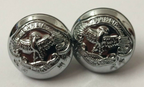 Genuine Zambian Forces Insignia Chrome / Silver Ring Back Buttons 13mm x 2 NEW