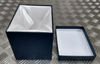 Decorative Blue Gift / Storage Boxes with White Canvas Lining & Removable Lid x4