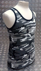 100% Cotton Urban / Winter Camo Sleeveless Vest Singlet Tank Top All Sizes - NEW