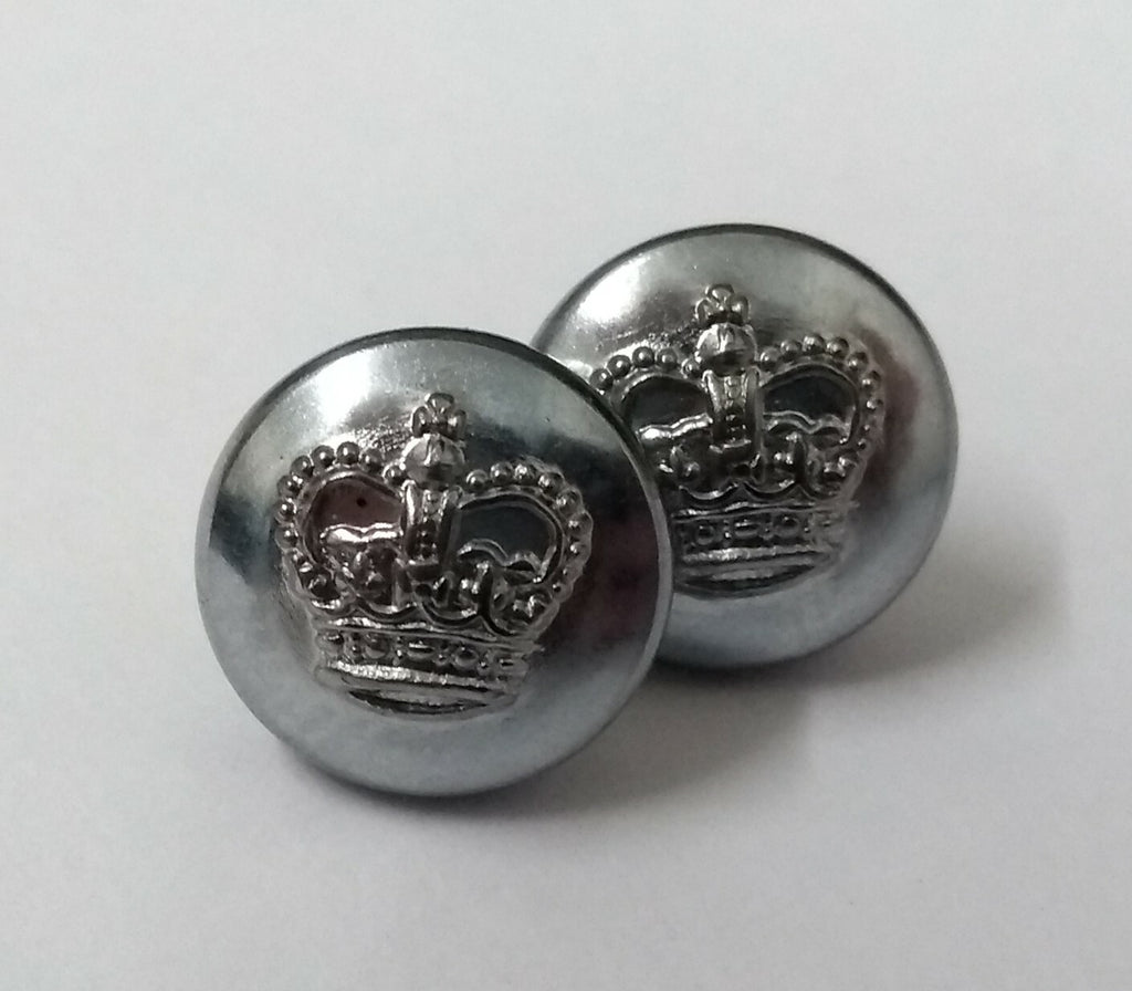 Vintage Royal Crown Basic Insignia Ringed Back Buttons X2 ASBT153