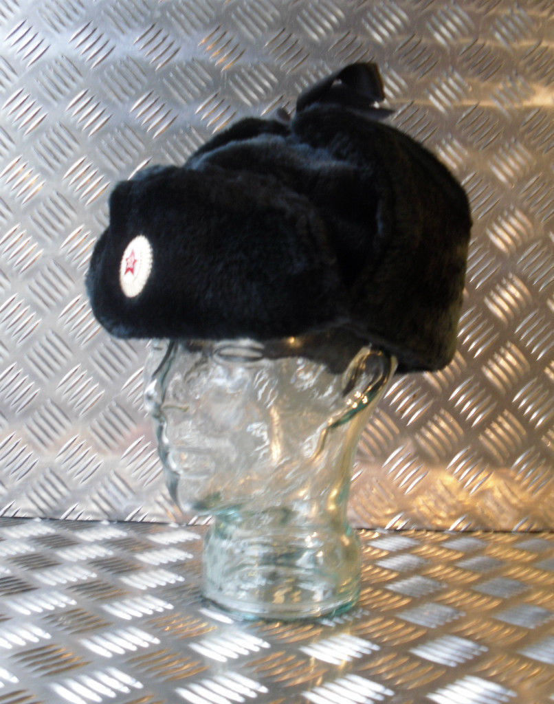 Soviet / USSR Black Cossack Hat with Ear Flaps - All Sizes
