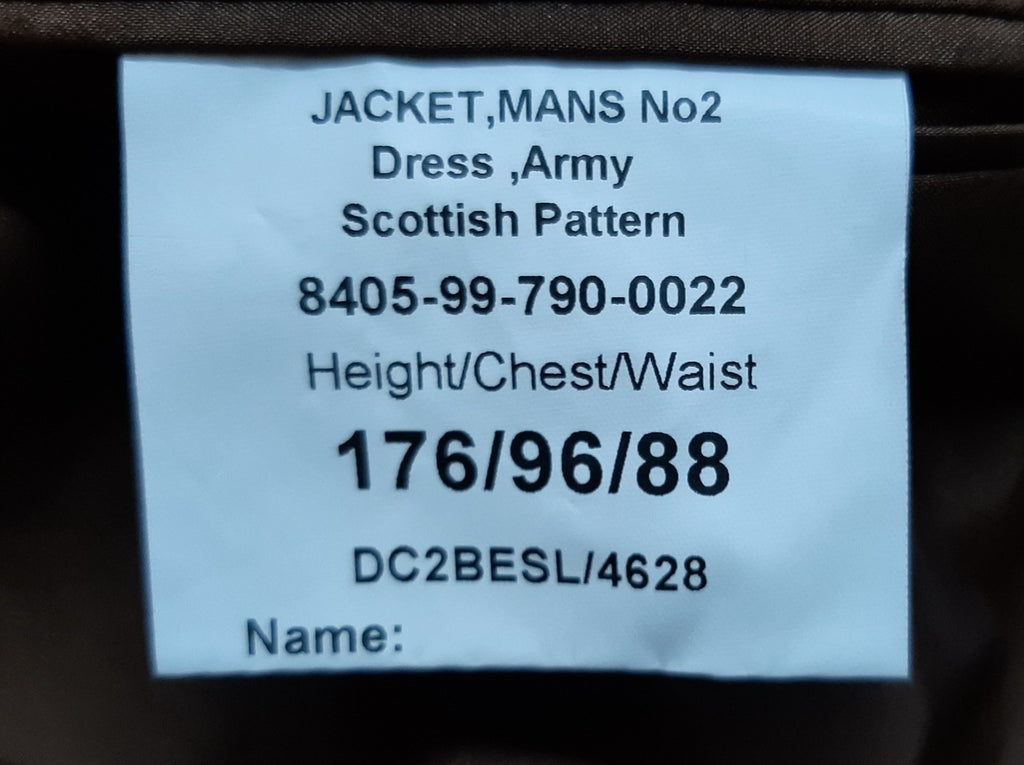 British Army No2 Scottish Jacket Doublet RRS Type With 3 Bar Chevrons Size 176/96/88cm