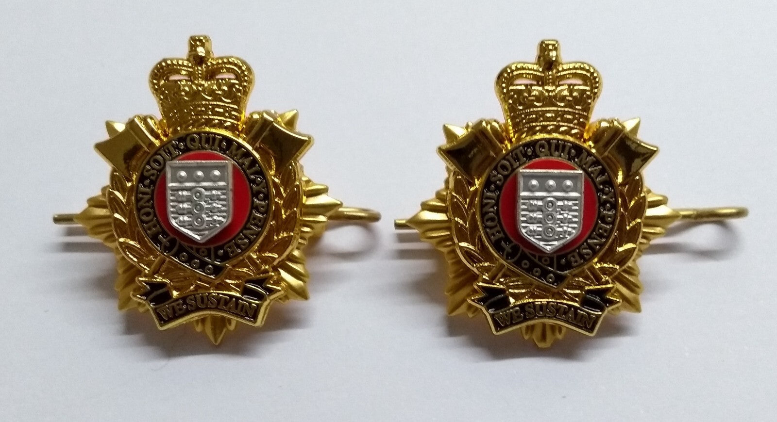 British Army RLC Collar Dogs Offc. Logistics Corps Metal Badges Split Pin