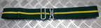 Stable Belt 57mm Green with Yellow Stripes Chrome Buckle & Slider UK Made Medium