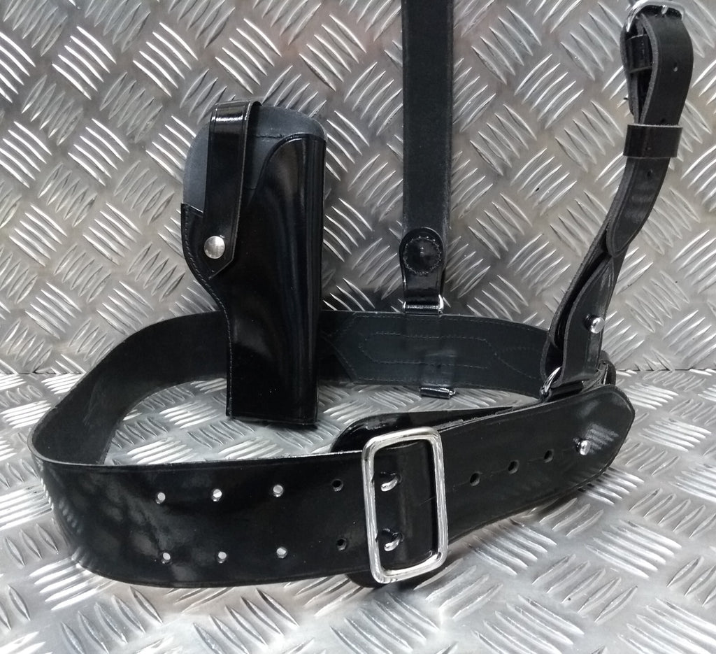 Sam Browne Patent Hi Sheen Black Leather With Chrome Fixings Includes 9mm Pouch