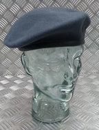 RAF Royal Air Force Beret Knitted Wool Blue Grey With Leather Rim & Badge Eyelets