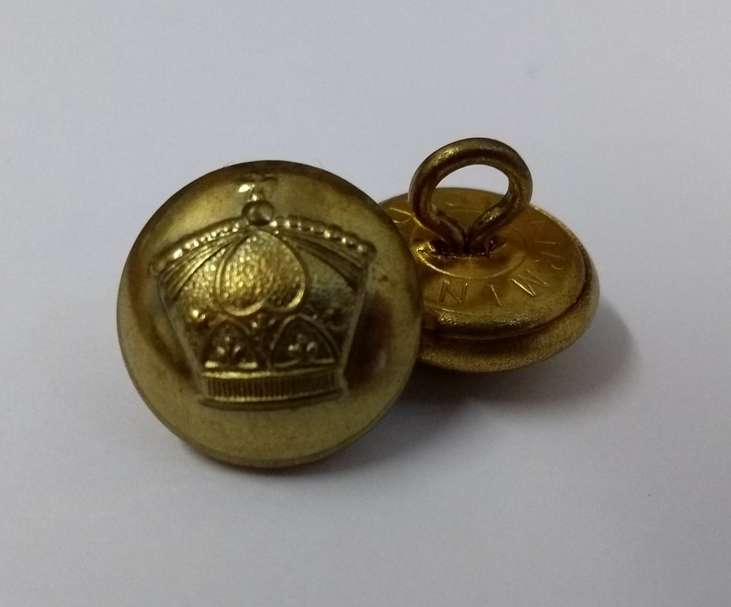 Vintage Crown Buttons Brass Ringed Back Raised Insignia 16.3mm UK Made  X4