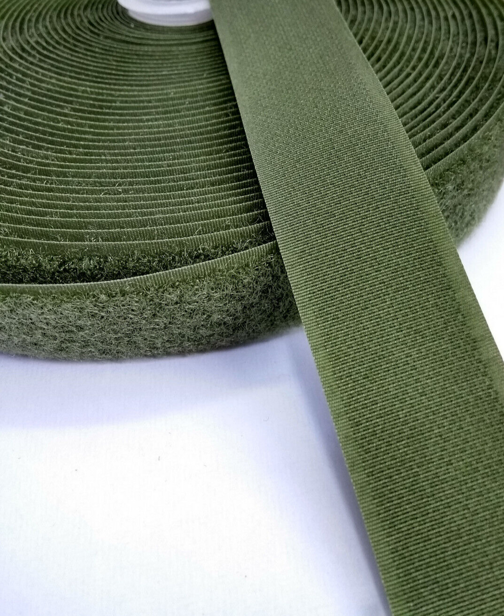 Olive Green 30mm wide Rip & Grip / Hook & Loop / only soft Loop side 50cm length