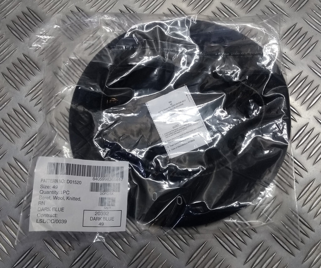Naval Beret Wool With Leather Rim & Badge Eyelets NEW