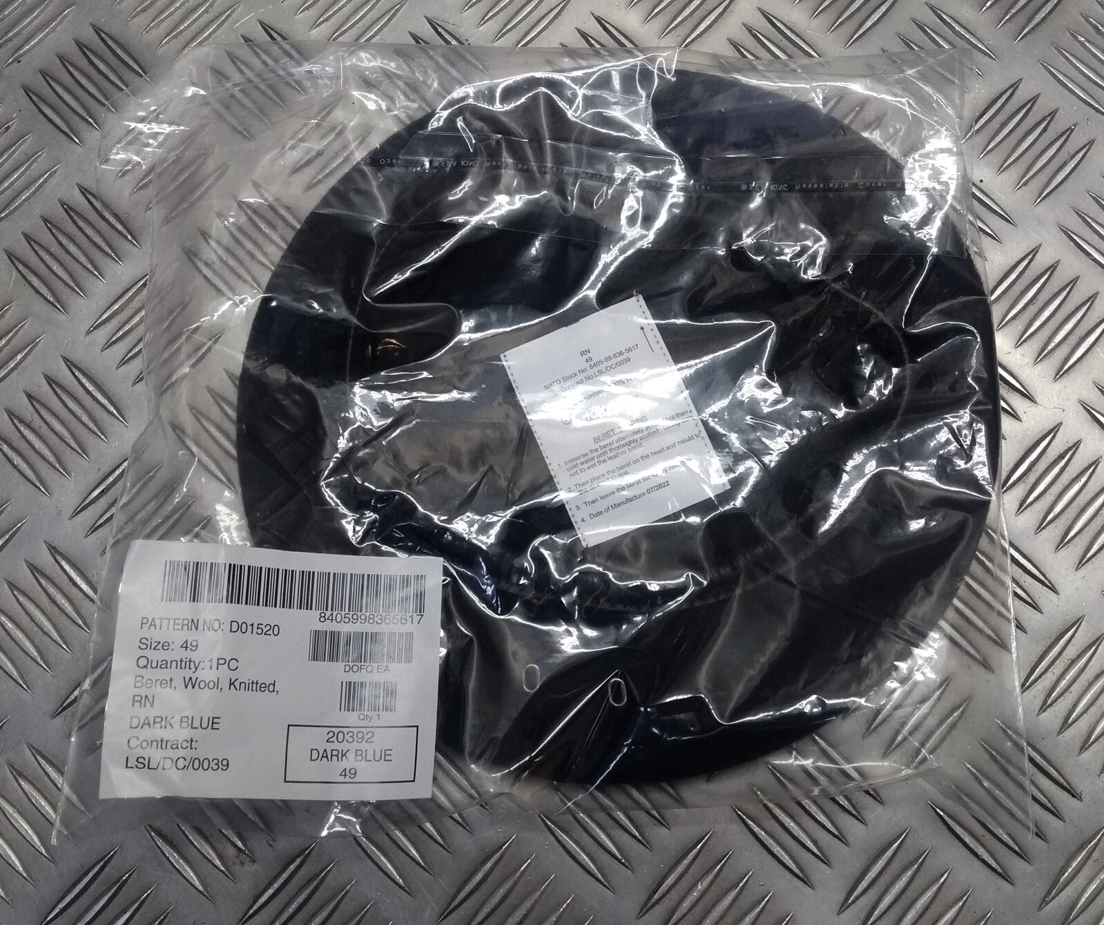 Naval Beret Wool With Leather Rim & Badge Eyelets NEW