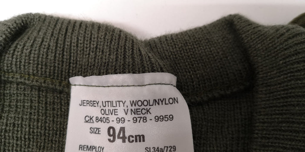 Green Wool Utility Jumper / Sweater / Jersey / V-Neck Genuine British