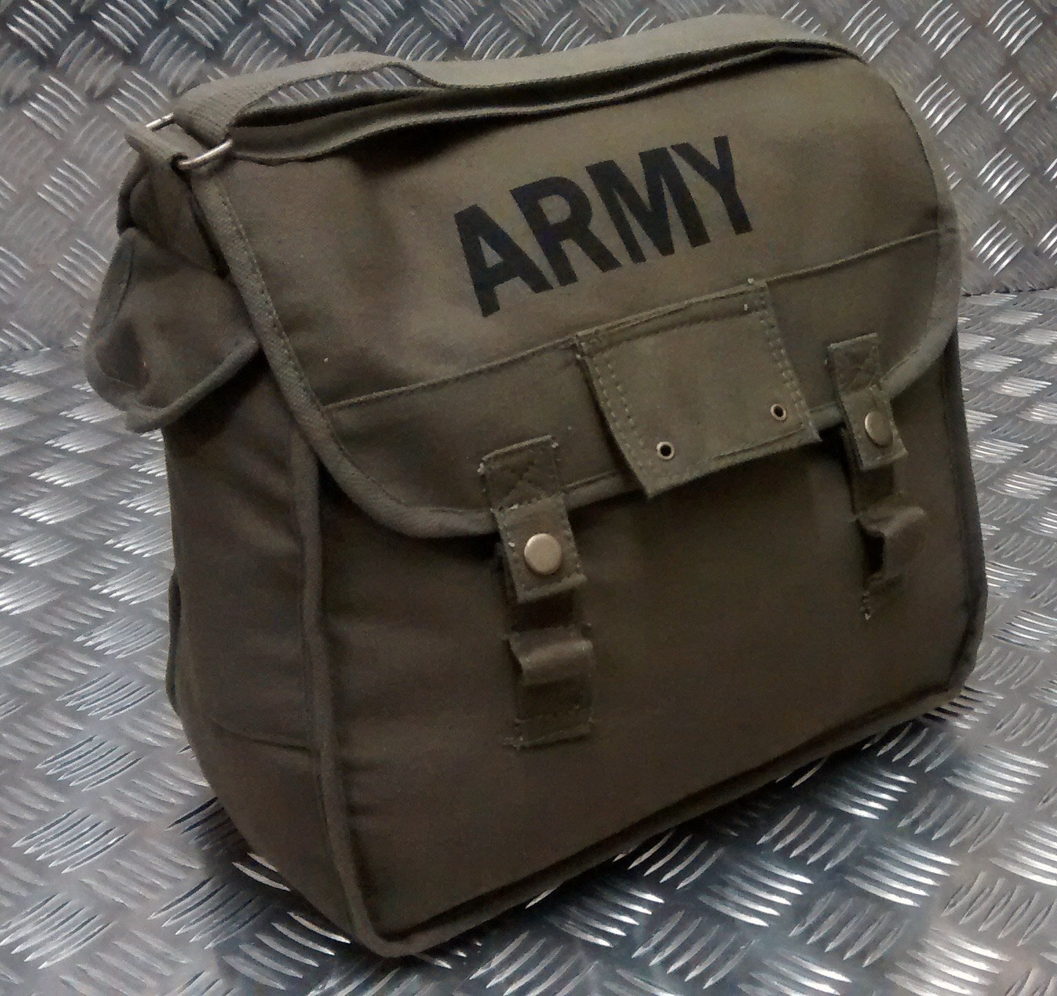 ARMY Style Canvas / Haversack / Satchel Shoulder Bag Black or Green - NEW