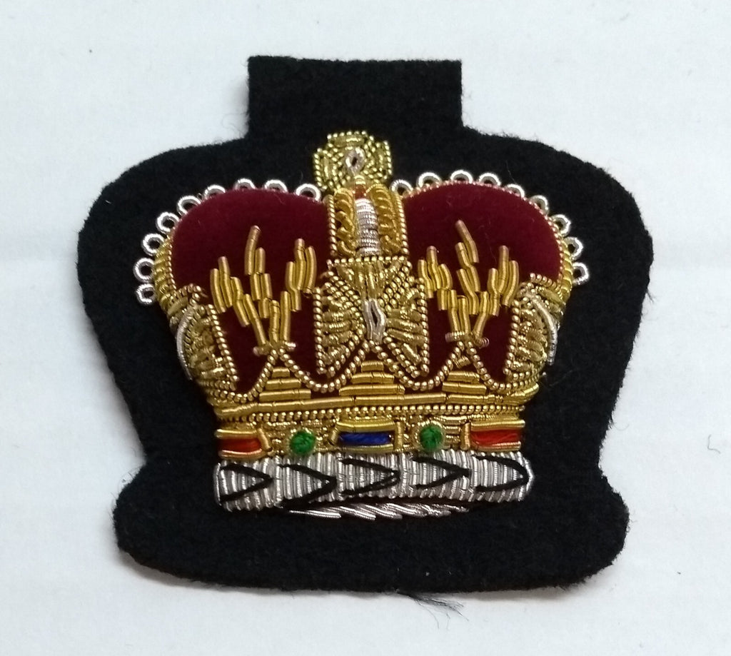 Warrant Officer Crown No1 WO 2 Black British Army Hand Embroidered Arm Patch
