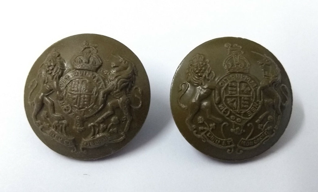 Genuine Vintage British Army Kings Crown General Service Coat of Arms Buttons x2