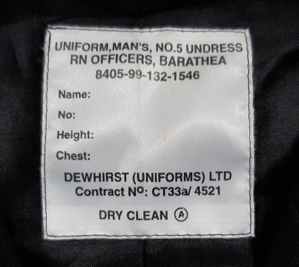 RN Jacket British Naval OFCs Com No5 undress Barathea 8 Button 104 RG